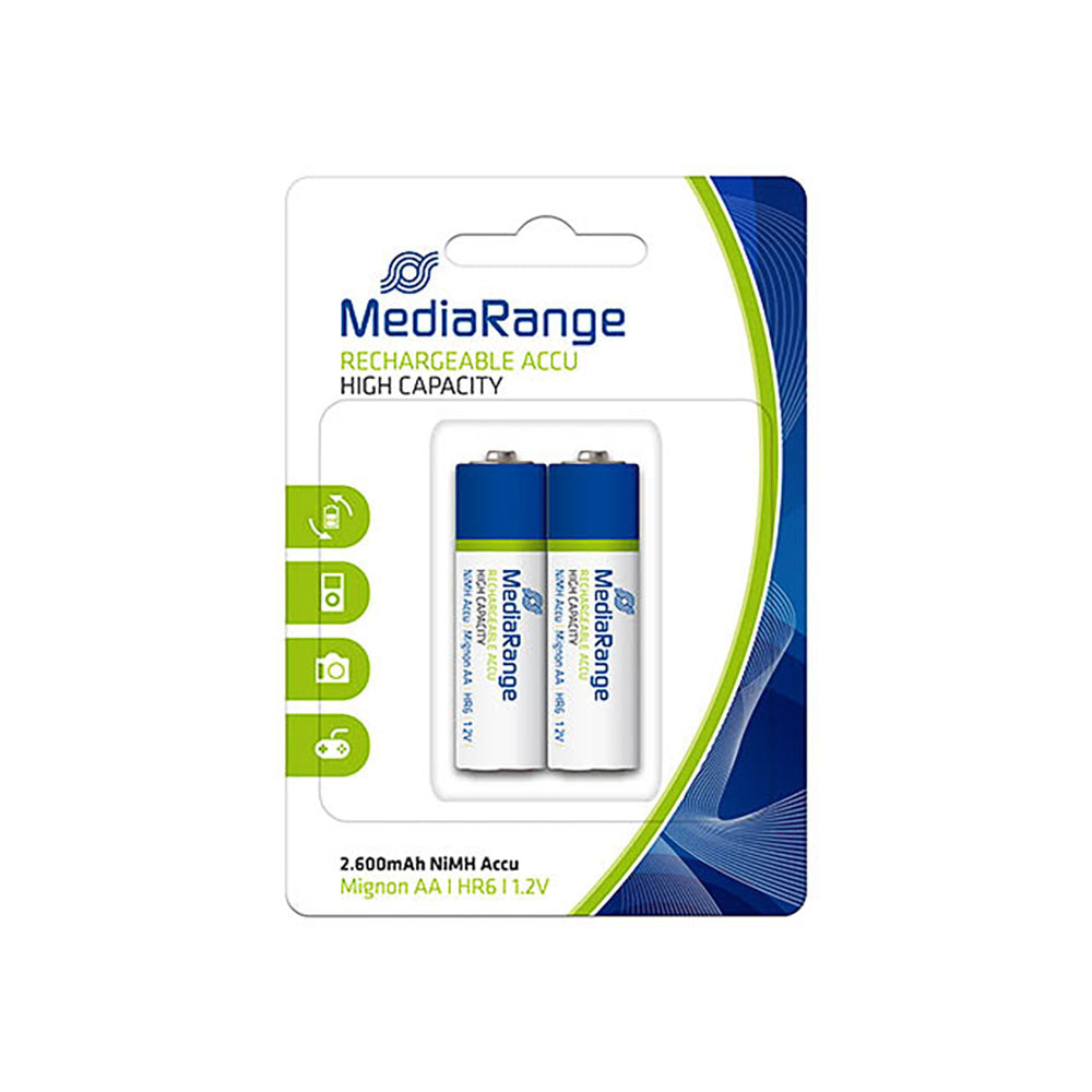 [MRBAT123] MediaRange MRBAT123 rechargeable NiMH AA batteries, 2600 mAh, pack of 2