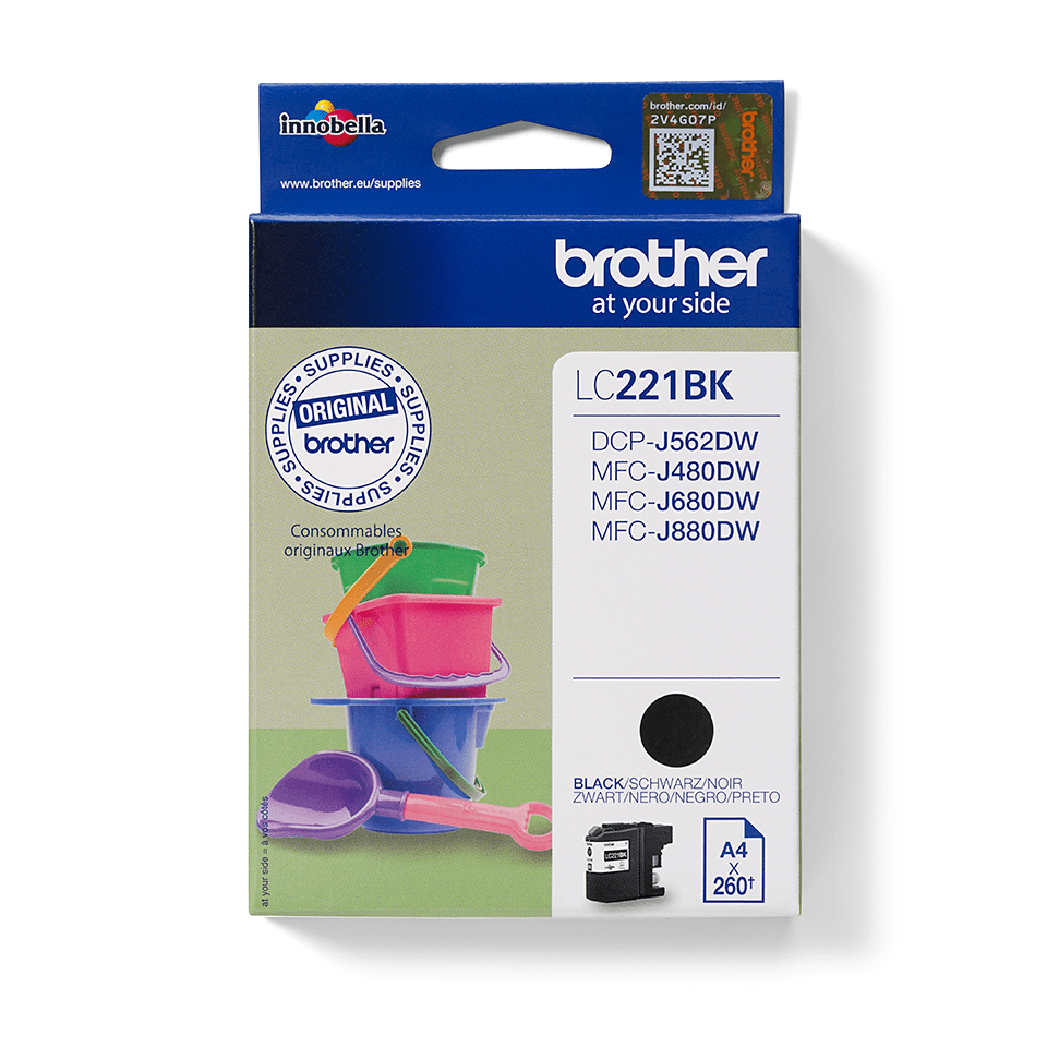 Cartouche d'encre Brother LC-221BK / LC221BK noire, 260 pages