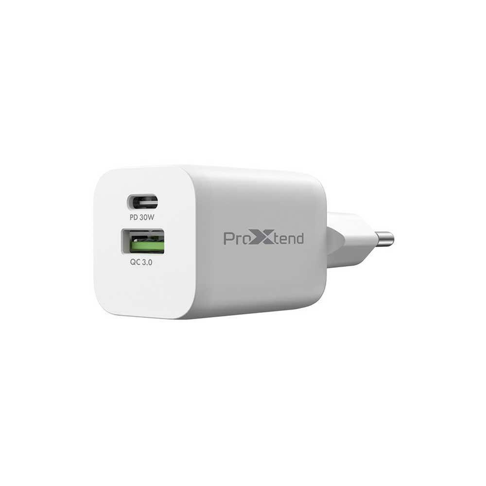 [PXPD30P2EU] ProXtend PX-PD30P2EU Dual-Ladegerät USB-C und USB-A, 30 W, PD / QC 3.0, weiß