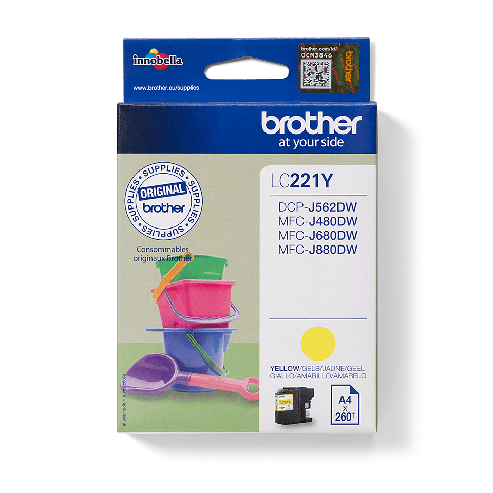 Brother Tintenpatrone LC-221Y / LC221Y Gelb, 260 Seiten