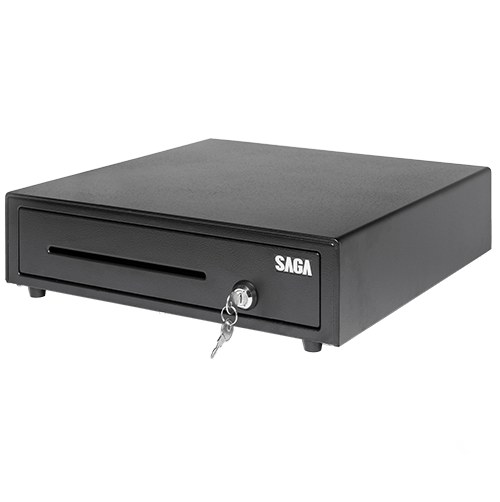 SAGA SGDK-410-G automatic opening cash drawer, 410 x 410 x 100 mm, 4 bills / 8 coins, black