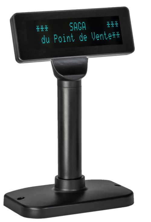Afficheur client 2 lignes sur pied SAGA SGDP-240, VFD 2 x 20 caractères, USB, ESC/POS