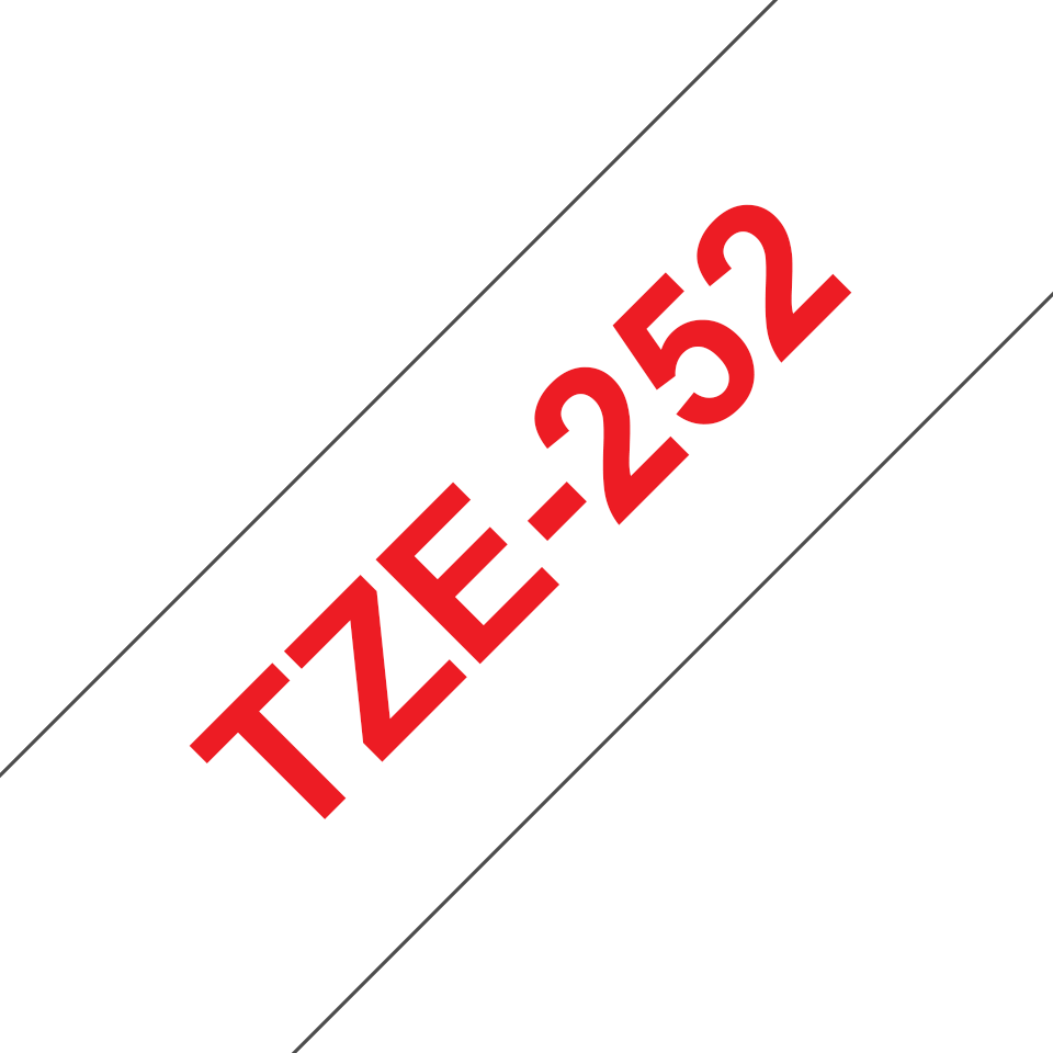 Ruban laminé Brother TZe-252 / TZE252, rouge sur blanc, 24 mm x 8 m