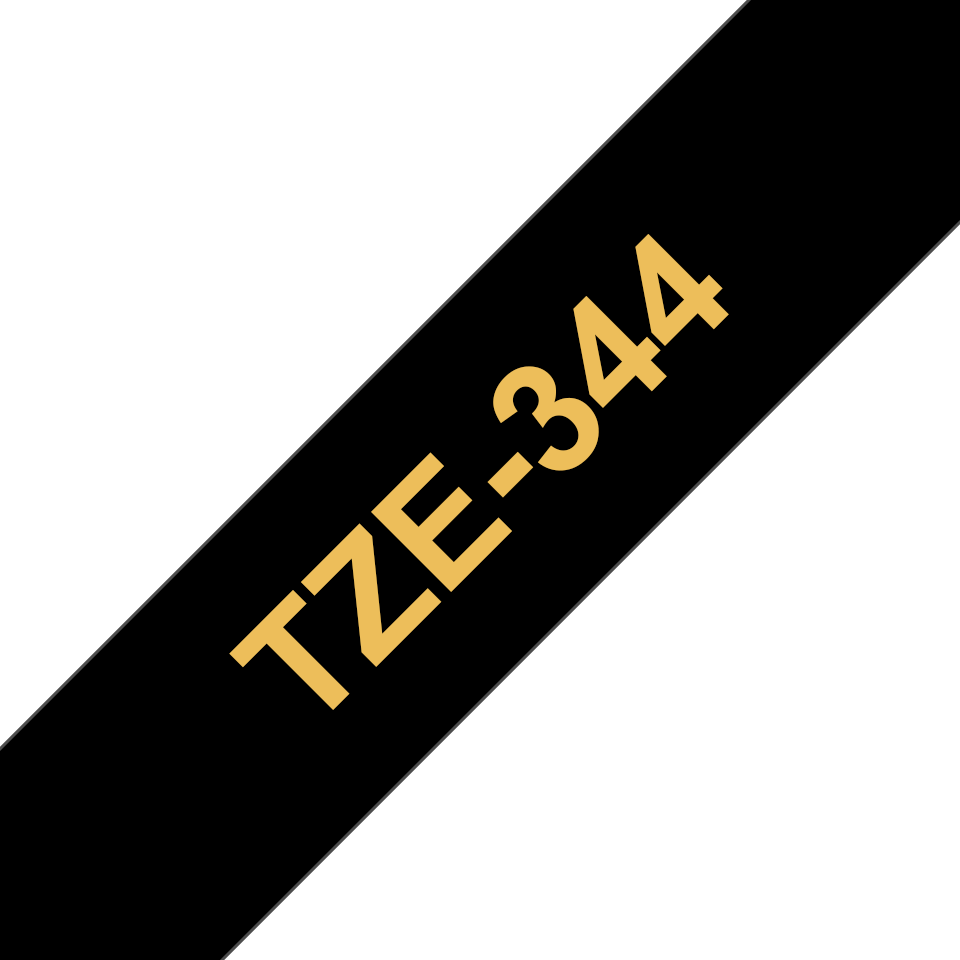 Brother TZe-344 / TZE344 laminated tape, gold on black, 18 mm x 8 m