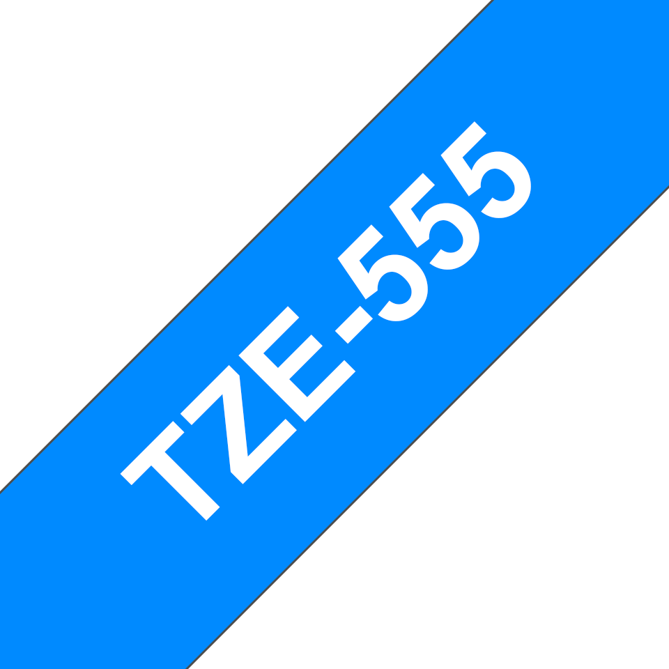 Brother TZe-555 / TZE555 laminated tape, white on blue, 24 mm x 8 m
