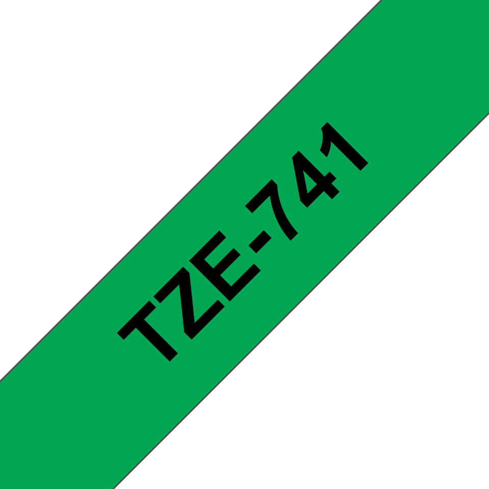 Brother Schriftband laminiert TZe-741 / TZE741, schwarz auf grün, 18 mm x 8 m