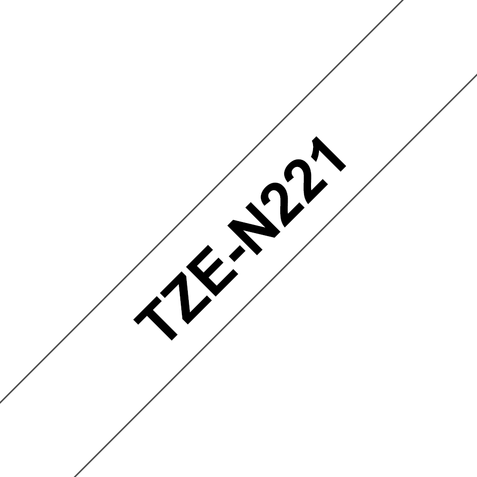 Ruban non laminé Brother TZe-N221 / TZEN221, noir sur blanc, 9 mm x 8 m