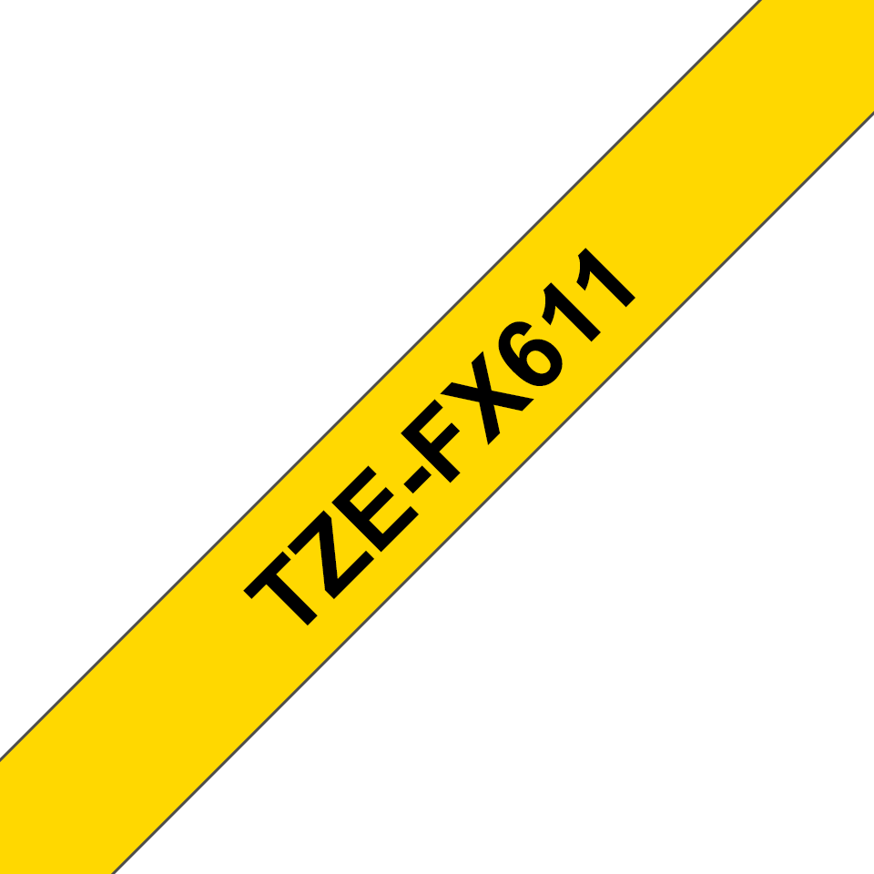 Brother TZe-FX611 / TZEFX611 flexible id tape, black on yellow, 6 mm x 8 m