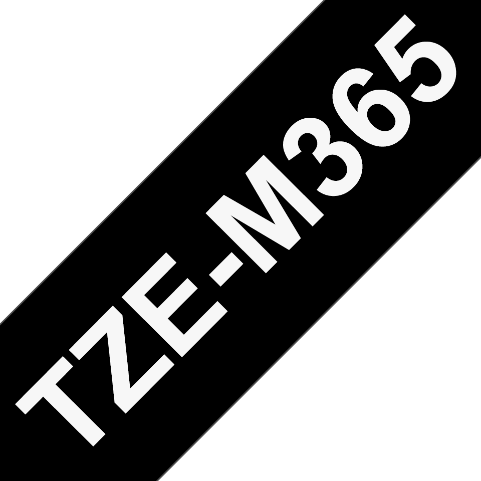 Brother TZe-M365 / TZEM365 matte laminated tape, white on matte black, 36 mm x 8 m