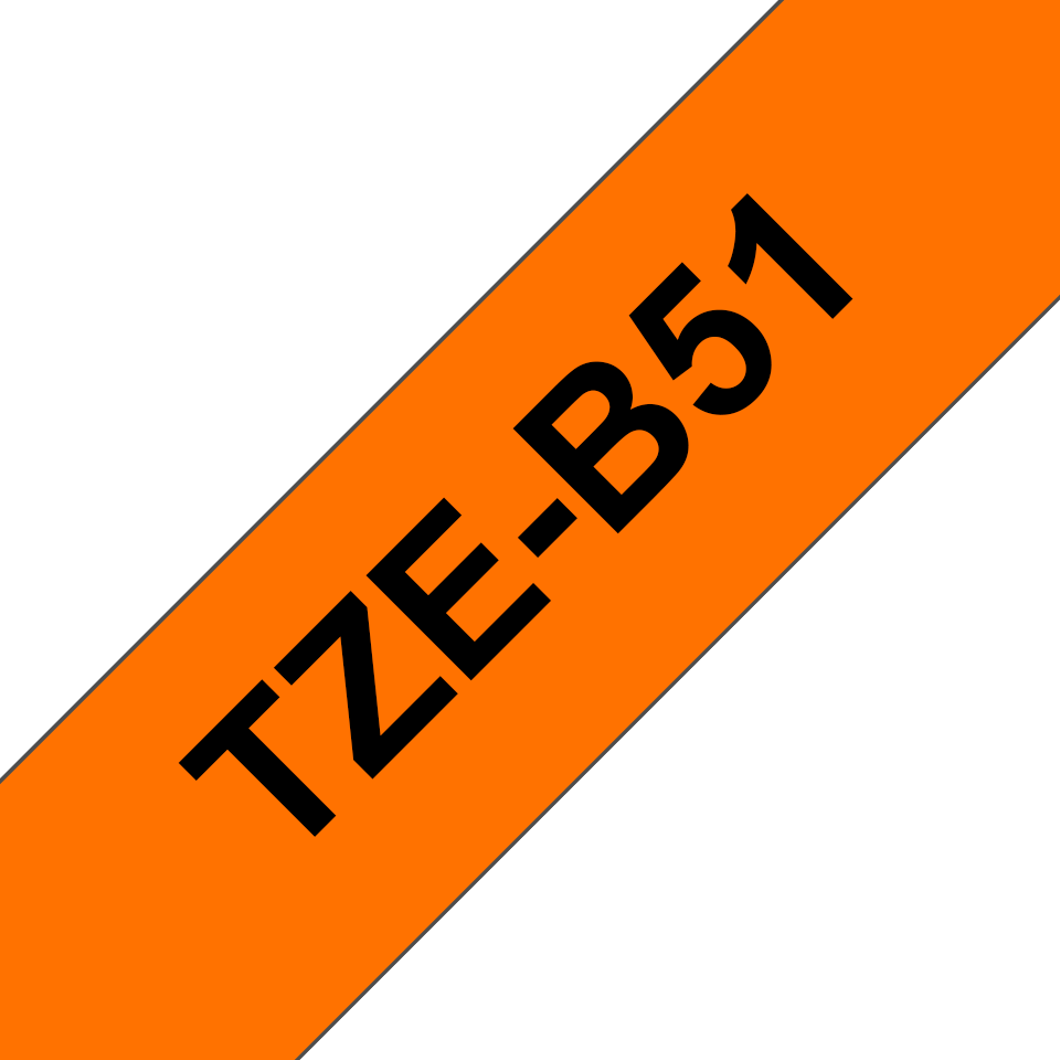 Brother Schriftband laminiert fluoreszierend TZe-B51 / TZEB51, schwarz auf leuchtorange, 24 mm x 5 m