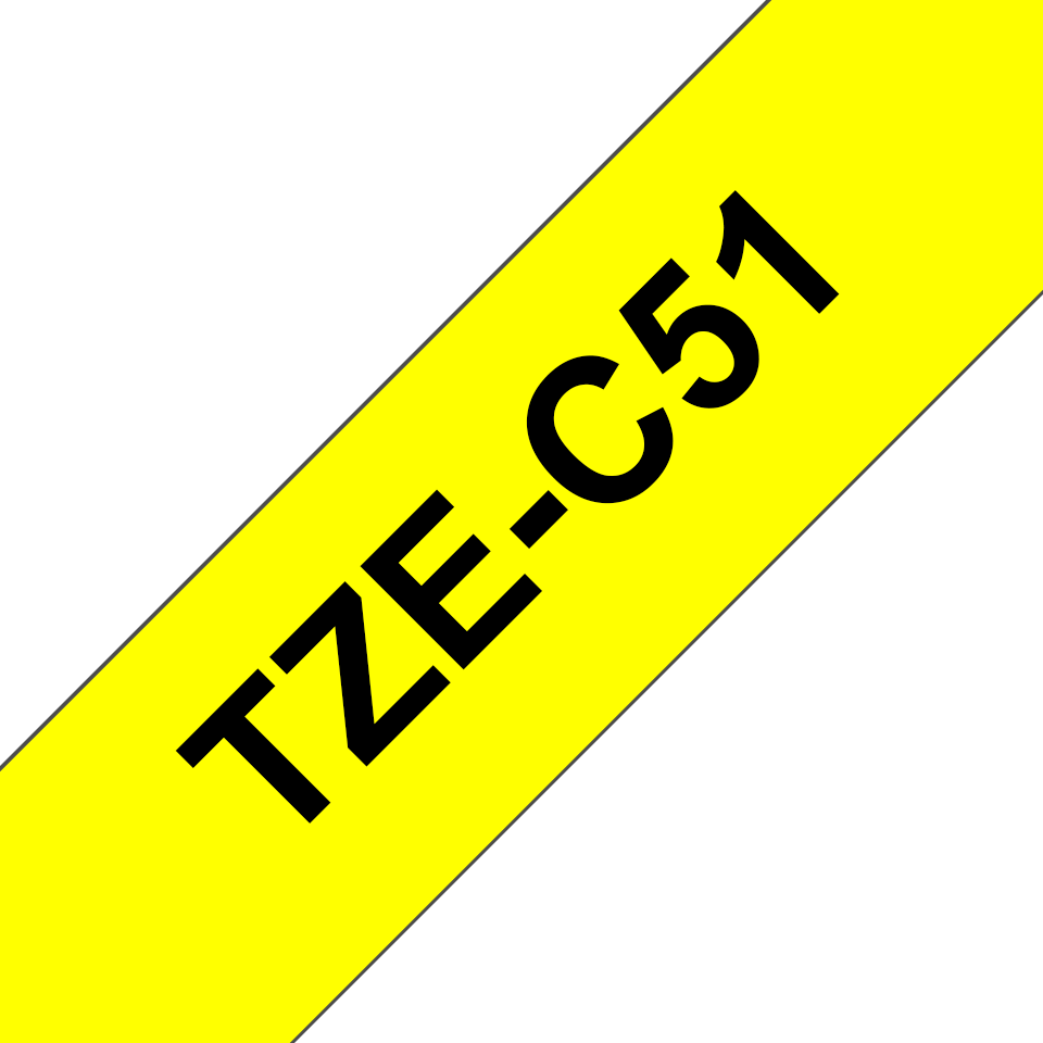 Brother Schriftband laminiert fluoreszierend TZe-C51 / TZEC51, schwarz auf leuchtgelb, 24 mm x 5 m