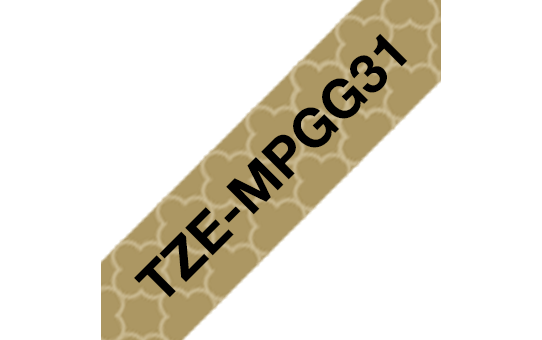 Brother Schriftband gemustert TZe-MPGG31 / TZEMPGG31, schwarz auf Goldmuster, 12 mm x 4 m