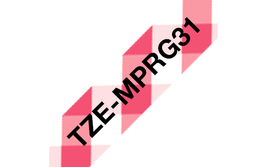 Brother Schriftband gemustert TZe-MPRG31 / TZEMPRG31, schwarz auf Vichy-Muster rot, 12 mm x 4 m
