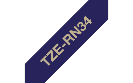 Ruban satin Brother TZe-RN34 / TZERN34, doré sur bleu marine, 12 mm x 4 m