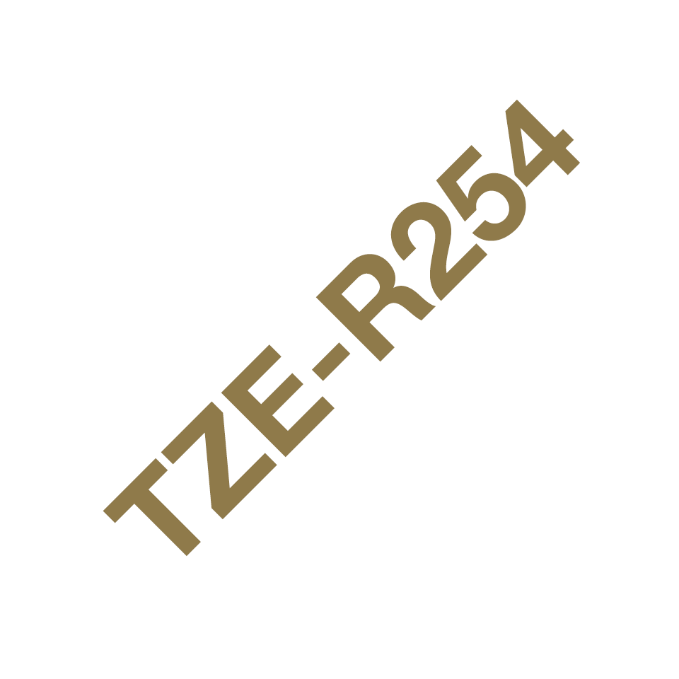 Ruban satin Brother TZe-R254 / TZER254, doré sur blanc, 24 mm x 4 m