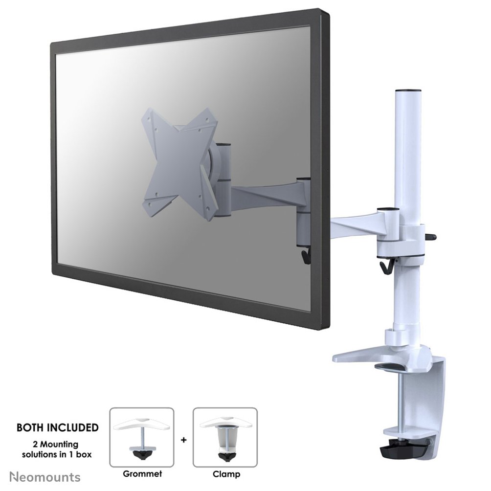 [FPMAD1330WHITE] Neomounts FPMA-D1330WHITE monitor arm, 10 to 30 inch, up to 9 kg, VESA 75x75 to 100x100, Tilt, Rotate, Swivel