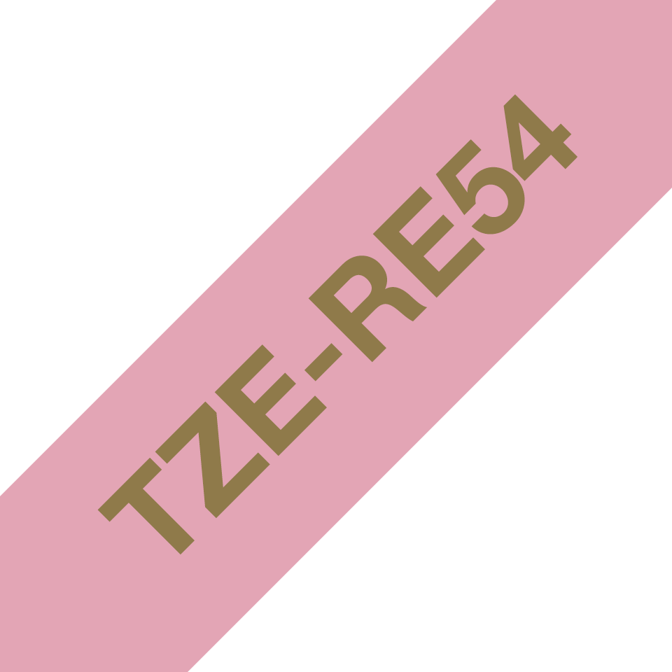 Brother TZe-RE54 / TZERE54 satin ribbon, gold on pink, 24 mm x 4 m