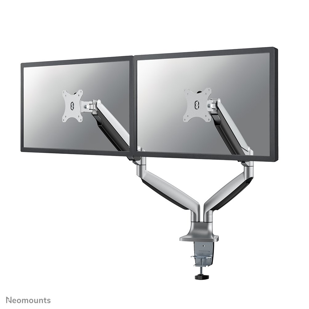 Neomounts NM-D750DSILVER Monitorarm, 10 bis 32 Zoll, bis 9 kg, 2 Bildschirme, VESA 75x75 bis 100x100
