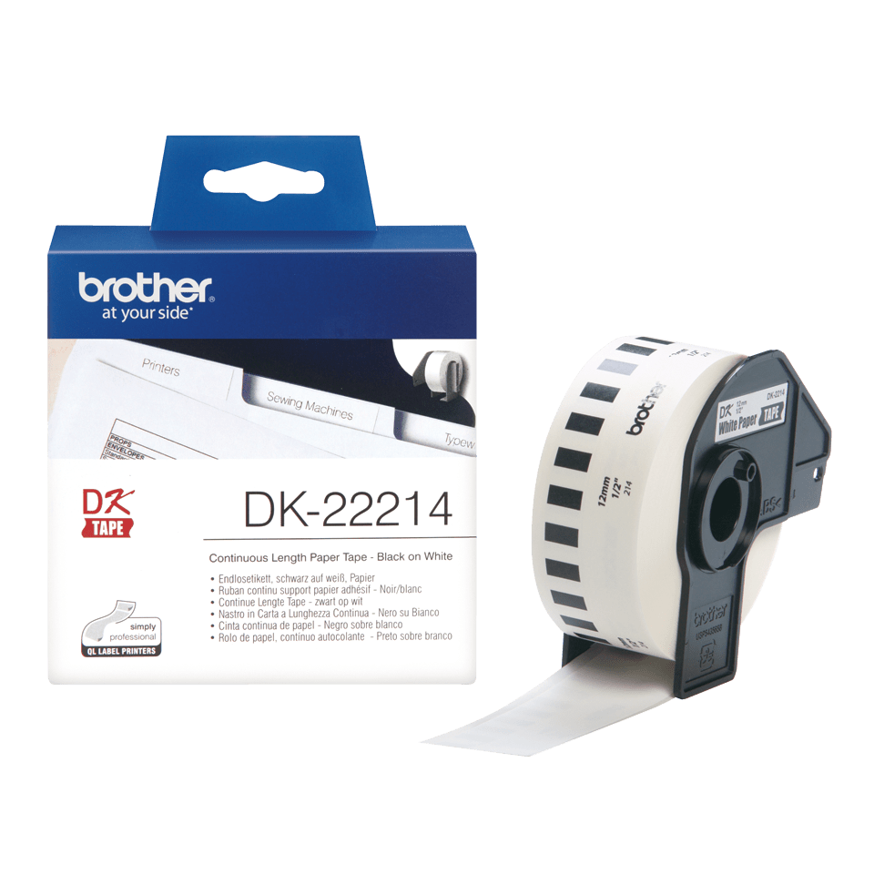 Brother Endlospapierrolle DK-22214 / DK22214, schwarz auf weiß, 12 mm x 30,48 m